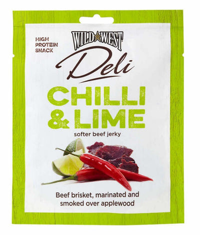 WILD WEST DELI CARNE SECCA GUSTO CHILI & LIME - America & USA, America / Salati e snack, Stati Uniti, Tutto il cibo, Tutto il cibo / Carne secca - wild-west-deli-carne-secca-gusto-chili-lime - EATinerando.net